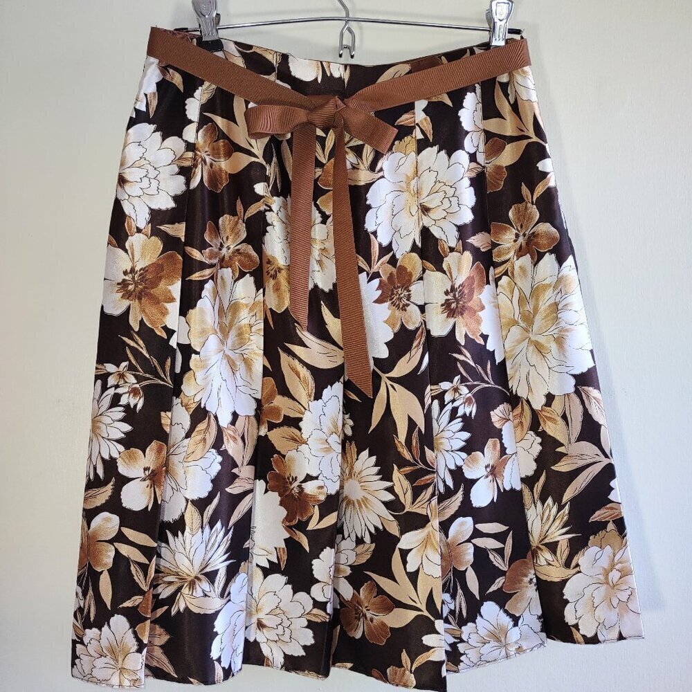 Floral Pleated Skirt Size 4 Ribbon Belt Feminine Cottagecore Indie - Picture 2 of 8